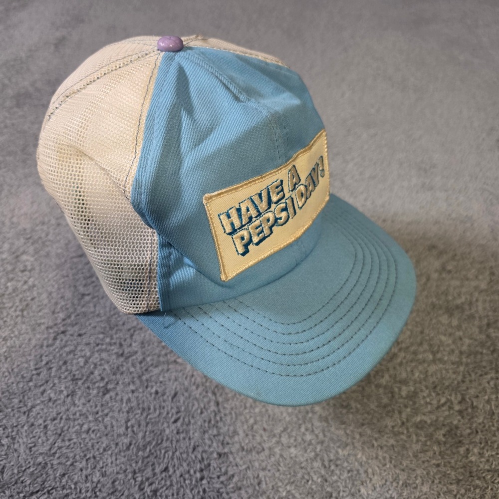 Swingster Mens OSFM Trucker Hat Blue Have A Pepsi Day Patch Vintage Snapback Cap